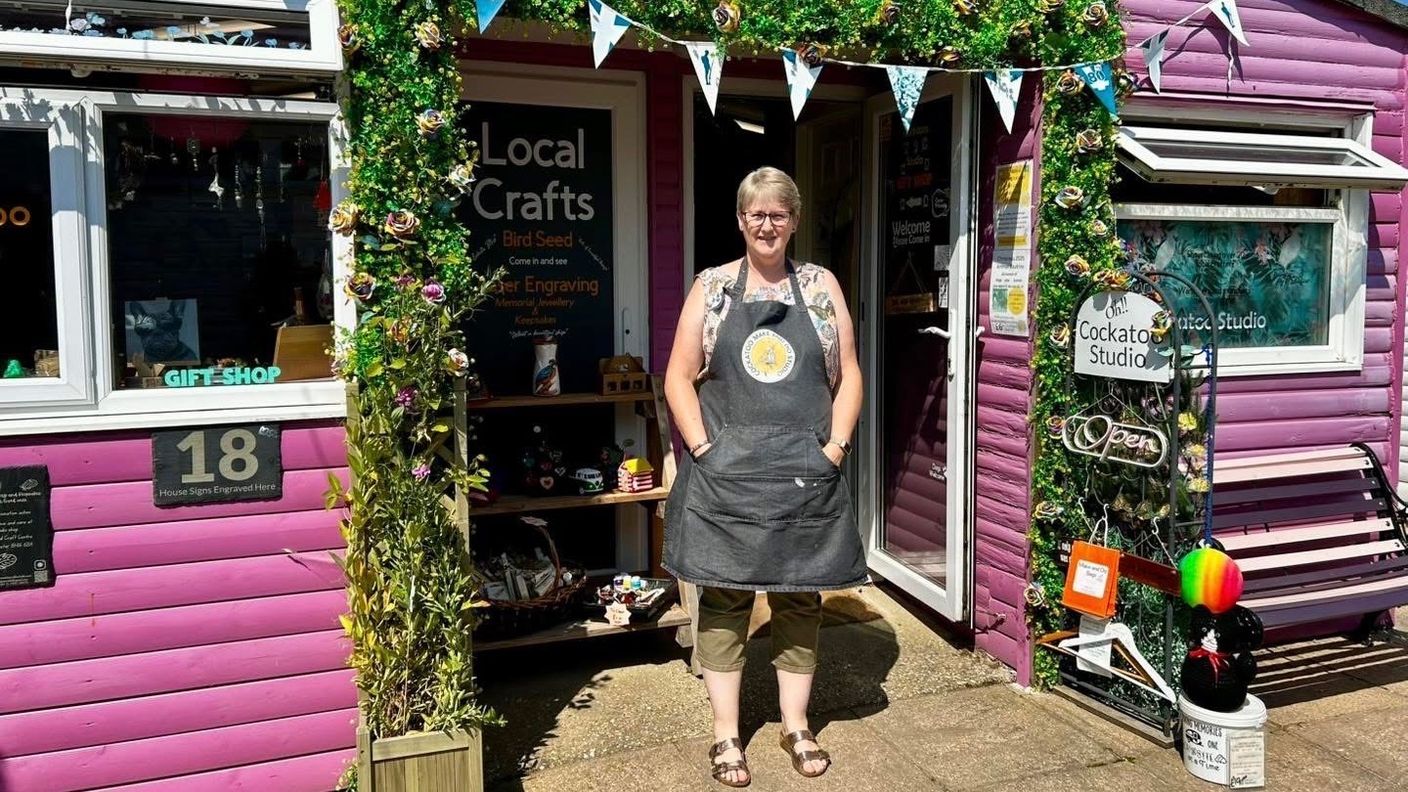 Cockatoo Studio shop exterior with owner