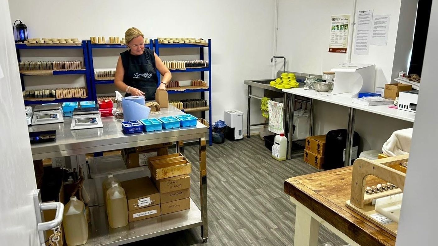 Lytchett Bay Soaps owner making products