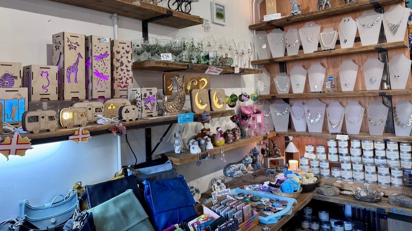 Sarah Storm shop interior showing jewellery and lights